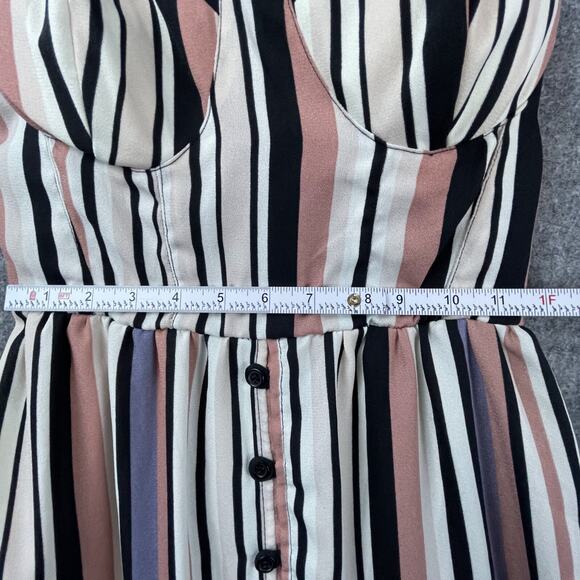 Band of Gypsies Corset Dress Small Pink Black Button Front Ruffle Coquette - Picture 3 of 8